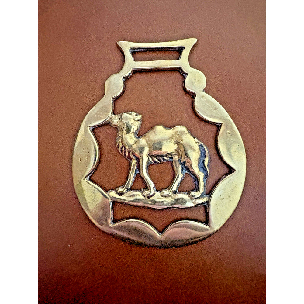 Vintage Brass horse medallion CAMEL equestrian bridle harness jewelry openwork